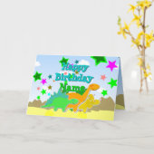 ハッピーバースデーの恐竜あなたの名刺 カード (黄色い花)