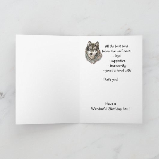 ハッピーバースデーの息子のユーモアのオオカミ、オオカミ カード (内部)