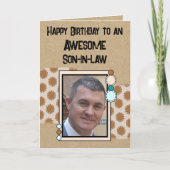 ハッピーバースデーの息子の写真茶色 カード (正面)