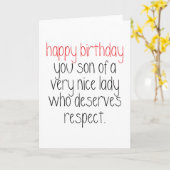 ハッピーバースデーの息子…おもしろい誕生日 カード (黄色い花)