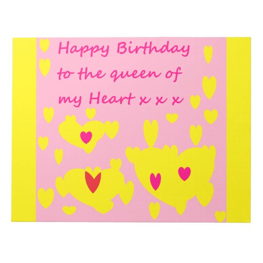 ハッピーバースデーの愛のメッセージをメモ帳のギフトアイディア ノートパッド (正面)