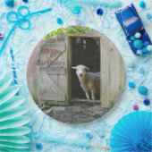 ハッピーバースデーの愛らしいヒツジ ペーパープレート (パーティー)