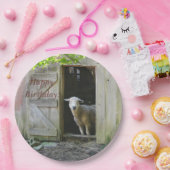 ハッピーバースデーの愛らしいヒツジ ペーパープレート (パーティー)