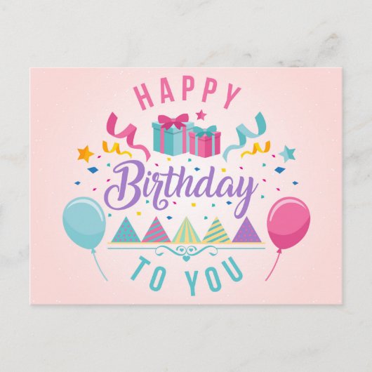 ハッピーバースデーの挨拶 ポストカード (正面)