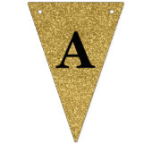 ハッピーバースデーの旗布の旗-黒及び金ゴールド バンティングフラッグ (第3の旗)