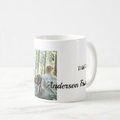 ハッピーバースデーの日写真家族の名前のクエレガントラス コーヒーマグカップ (正面右)