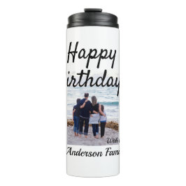 ハッピーバースデーの日写真家族の名前のクエレガントラス タンブラー