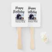 ハッピーバースデーの日写真家族の名前のクエレガントラス ハンドファン (正面&裏面)