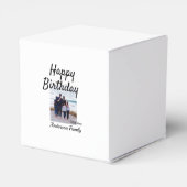 ハッピーバースデーの日写真家族の名前のクエレガントラス フェイバーボックス (裏面サイド)