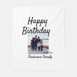 ハッピーバースデーの日写真家族の名前のクエレガントラス フリースブランケット