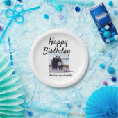 ハッピーバースデーの日写真家族の名前のクエレガントラス ペーパープレート (パーティー)