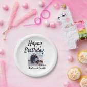 ハッピーバースデーの日写真家族の名前のクエレガントラス ペーパープレート (パーティー)