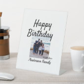 ハッピーバースデーの日写真家族の名前のクエレガントラス 台座サイン (インサイチュ)