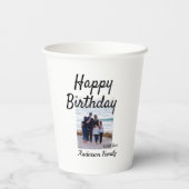 ハッピーバースデーの日写真家族の名前のクエレガントラス 紙コップ (裏面)