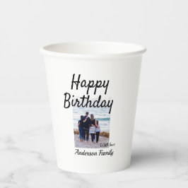 ハッピーバースデーの日写真家族の名前のクエレガントラス 紙コップ