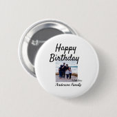 ハッピーバースデーの日写真家族の名前のクエレガントラス 缶バッジ (正面&裏面)