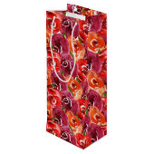 ハッピーバースデーの明るい水色の花 ワインギフトバッグ (裏面アングル)