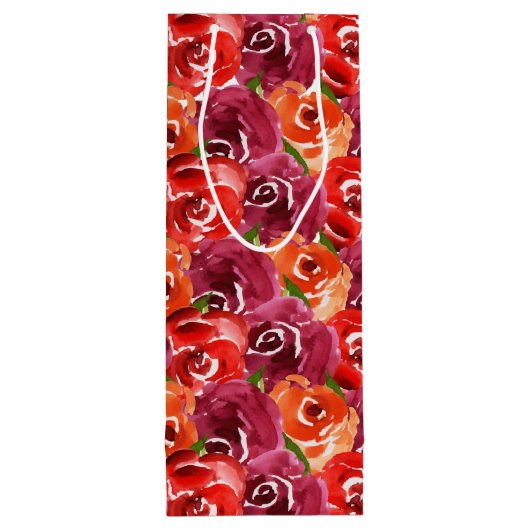 ハッピーバースデーの明るい水色の花 ワインギフトバッグ (裏面)