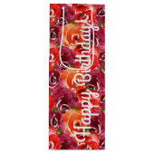 ハッピーバースデーの明るい水色の花 ワインギフトバッグ (正面)