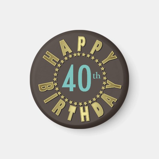 ハッピーバースデーの星の円金ゴールドID527 マグネット (正面)