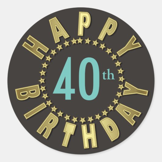 ハッピーバースデーの星の円金ゴールドID527 ラウンドシール (正面)