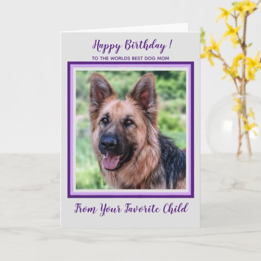 ハッピーバースデーの最高の犬の母の親ペットの写真 カード (黄色い花)