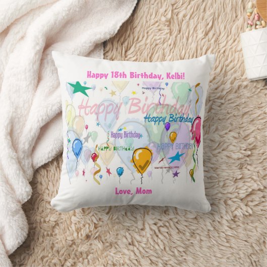 ハッピーバースデーの枕(個人化して下さい) クッション (ブランケット)