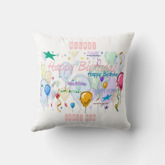 ハッピーバースデーの枕(個人化して下さい) クッション (裏面)