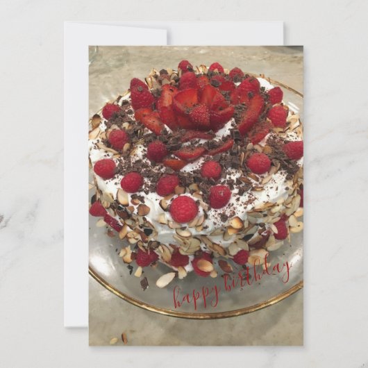 ハッピーバースデーの果実のケーキ カード (正面)
