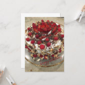 ハッピーバースデーの果実のケーキ カード (正面/裏面インサイチュ)