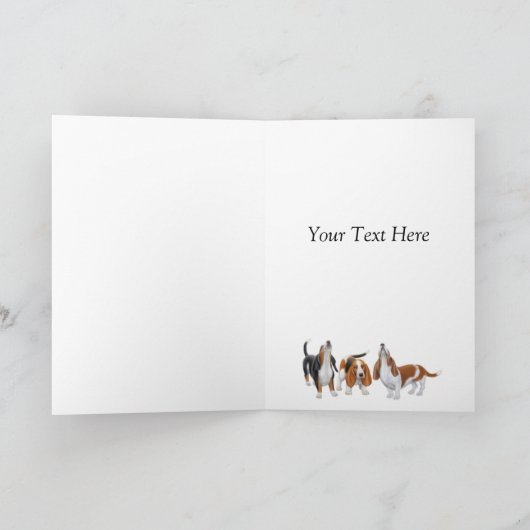 ハッピーバースデーの歌うバセットハウンド犬カード カード (内部)