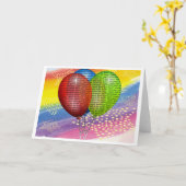 ハッピーバースデーの気球 カード (黄色い花)