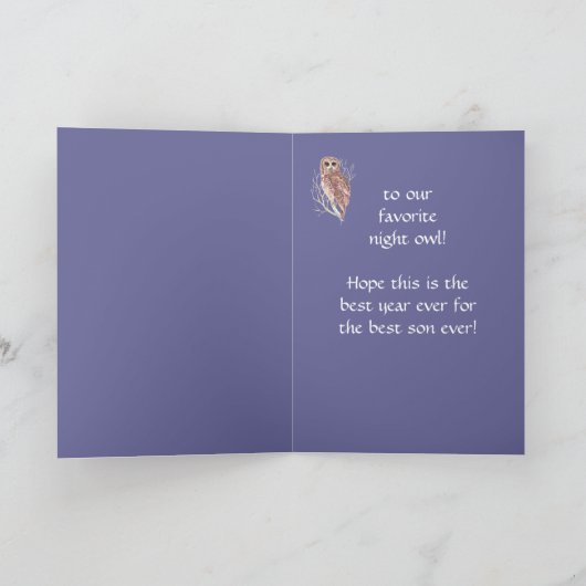 ハッピーバースデーの水彩画の夜型の人の名前をカスタムする カード (内部)