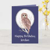 ハッピーバースデーの水彩画の夜型の人の名前をカスタムする カード (黄色い花)