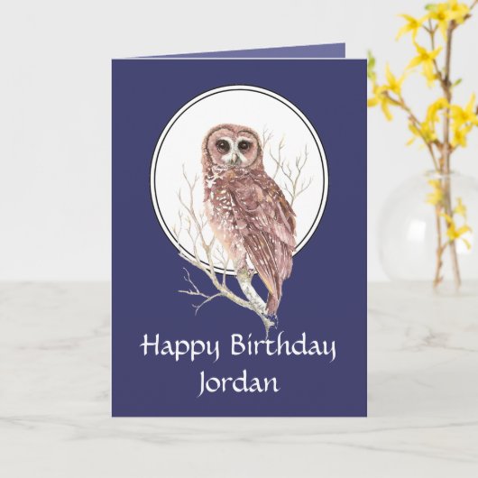 ハッピーバースデーの水彩画の夜型の人の名前をカスタムする カード (黄色い花)