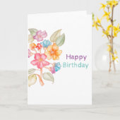 ハッピーバースデーの水彩画の挨拶状 カード (黄色い花)