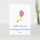 ハッピーバースデーの水彩画の春の庭のトンボ カード (裏面)