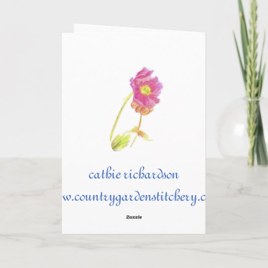 ハッピーバースデーの水彩画の春の庭のトンボ カード (裏面)