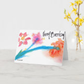 ハッピーバースデーの水彩画/花 カード (黄色い花)