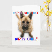 ハッピーバースデーの汚れた女の子 カード (黄色い花)