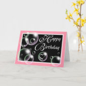 ハッピーバースデーの泡 – ピンクのグリーティングカード カード (黄色い花)