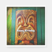 ハッピーバースデーの激しいヴィンテージレトロウッドtiki顔 スタンダードランチョンナプキン (正面)