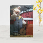 ハッピーバースデーの熊が歌う カード (黄色い花)