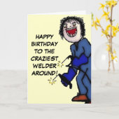 ハッピーバースデーの熱狂するな溶接工 カード (黄色い花)