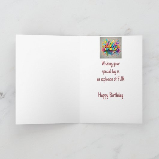 ハッピーバースデーの爆発を望むおもしろい カード (内部)