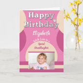 ハッピーバースデーの特別な孫娘ピンクの写真 カード (黄色い花)