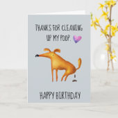 ハッピーバースデーの犬から私のウンチをクリーンアップ カード (黄色い花)