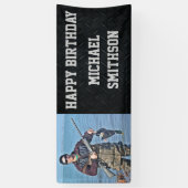 ハッピーバースデーの狩りの人の写真の旗 横断幕 (縦)