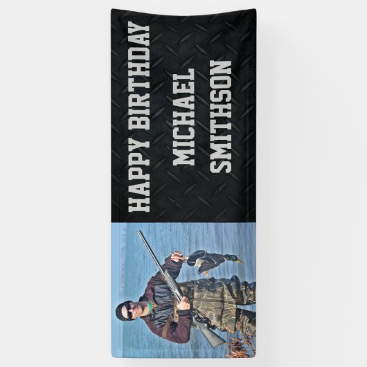 ハッピーバースデーの狩りの人の写真の旗 横断幕 (縦)