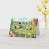 ハッピーバースデーの猫挨拶カード(猫好き) カード (黄色い花)